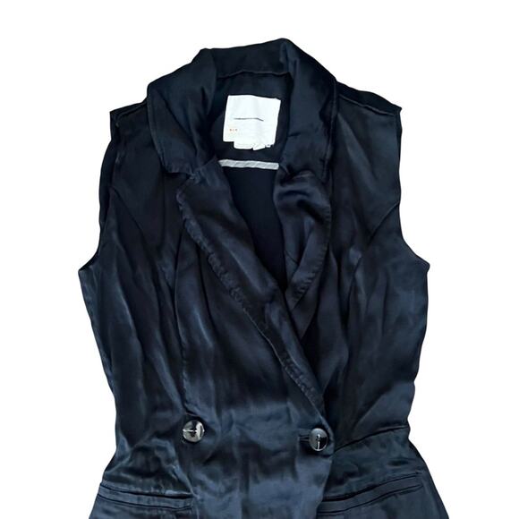 Anthropologie Women’s Blazer Black Satin Sleeveless Shorts Romper Size 2 - Picture 3 of 16